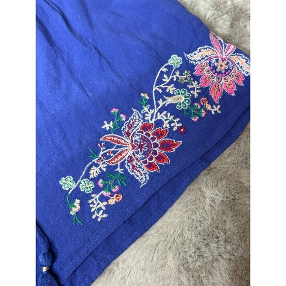 American Eagle Outfitters Women's Small Blue Embroidered Pull-On Shorts - Picture 8 of 10